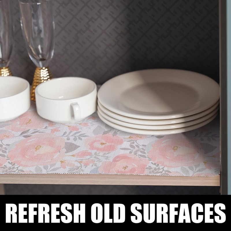 Amiitay Peony Shelf and Drawer Liner for Kitchen,Non-Adhesive and Strong