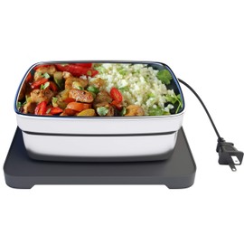 Skywin Portable Heated Lunch Box with Type A Wall Plug, Food Warmer Lunch Box, Personal Meal Reheater, No Microwave Needed, Container Included (Black)