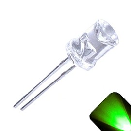 5mm Flat Top Concave Wide Angle Pure Green LED - Similar to Christmas LED Lights (Pack of 20)