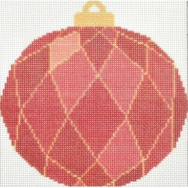 Howie's Needlepoint - lona de punto de aguja, patrones estampados de bordado de 18 quilates para principiantes o avanzados, lona impreso de Navidad (bolas de patrones geométricos rojos de Navidad, 5 x