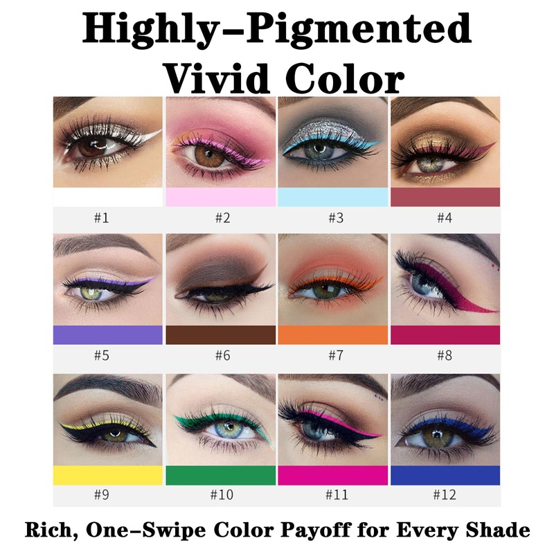 Matte Liquid Eyeliner, Neon Rainbow Colorful Eyeliner Pencil, Waterproof Long