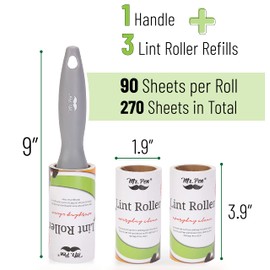 Mr. Pen- Lint Rollers, 1 Handle with 3 Refills, 270 Sheets, Extra Sticky Lint Remover for Clothes, Lint Roller for Pet Hair, Pet Hair Roller, Sticky Roller, Lint Roller for Clothes, Lint Removers