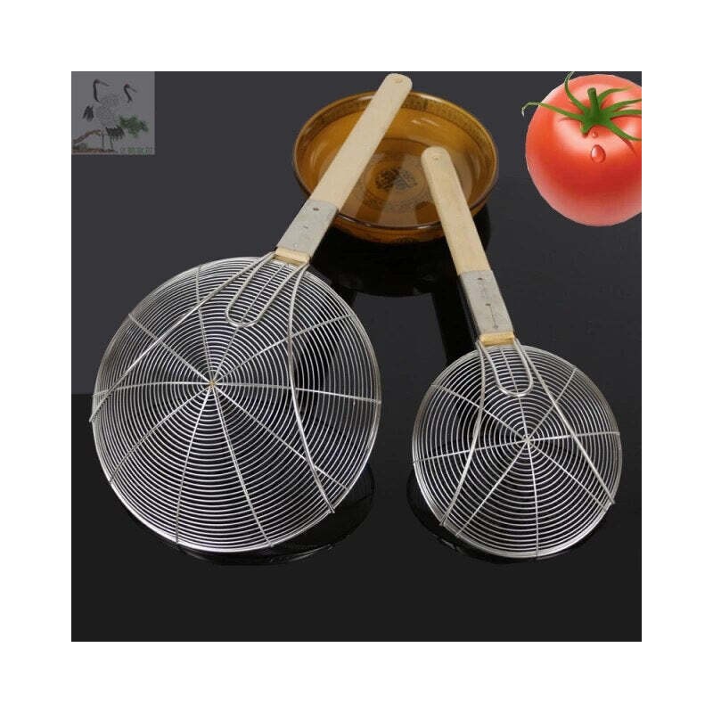 MEGA COOK 26cm Wooden Handle Big Mesh Soup Skimmer