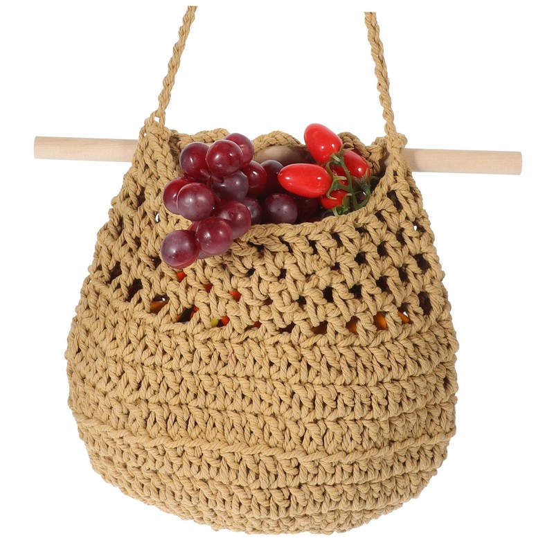 Levemolo Hanging Vegetable Basket Bohemia Style Woven Basket Wall Hanging