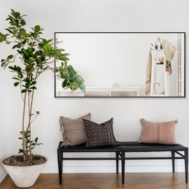 Bonverre 20x40 Inch Black Bathroom Mirror for Wall, Aluminum Frame Rectangle Wall Mirror, Rectangular Vanity Mirror, Modern Large Mirror for Bedroom, Living Room, Horizontal or Vertical