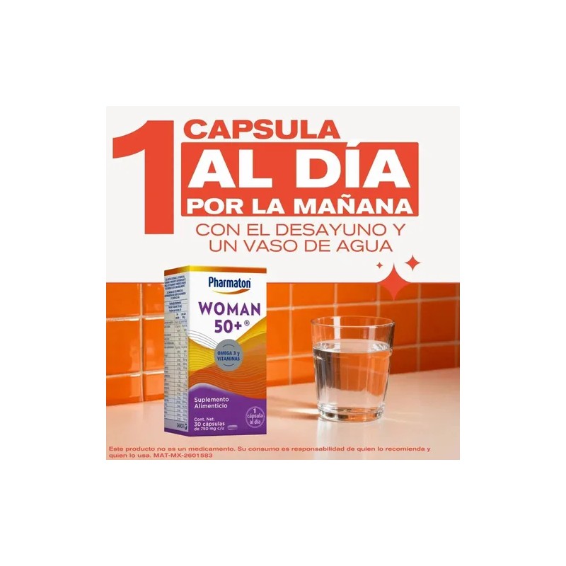 Pharmaton Woman 50+: Multivitamínico con Hierro y Omega 3 para