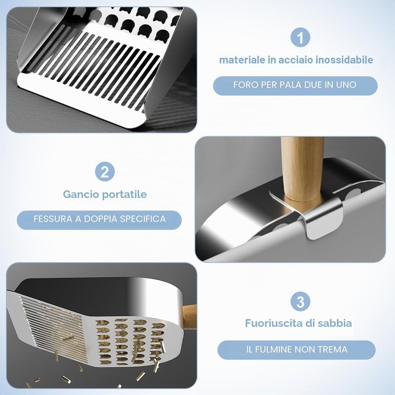 Paletta Raccogli Gatto Lettiera Con Supporto,Palettas Per Lettiera Gatto,Setacciatura Rapida,