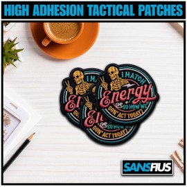 SANSFIUS I Match Energy So How We Gonna Act Today Patch, Size 3" Sew On Patches, Funny Skeleton Embroidery Fabric Patches for Clothes Jeans Backpacks Hats, Applique Embroidery Patches, Gift for Adults