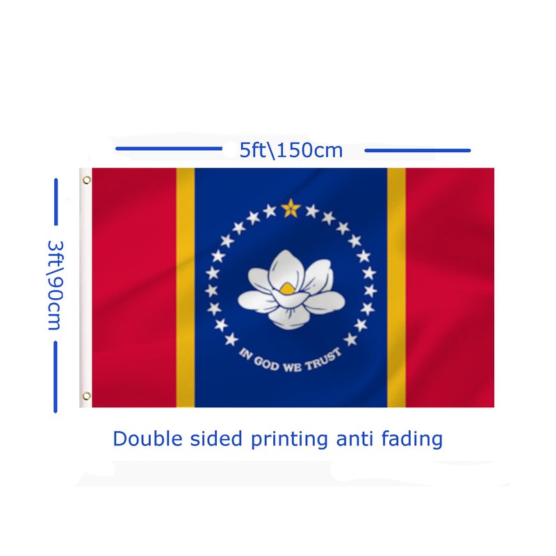 LARGE Mississippi Flag, 3x5Ft Mississippi State Flags Banner For Indoor