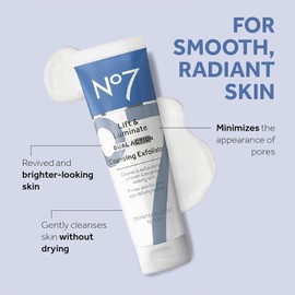 No7 Lift & Luminate Cleansing & Exfoliating Face Wash | Vitamin C, E & B5 | Pore Cleanser for Dull, Uneven Skin | 3.3 Fl Oz