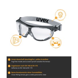 Uvex 9307-375 Carbonvision Supravision Extreme Safety Goggles, Clear