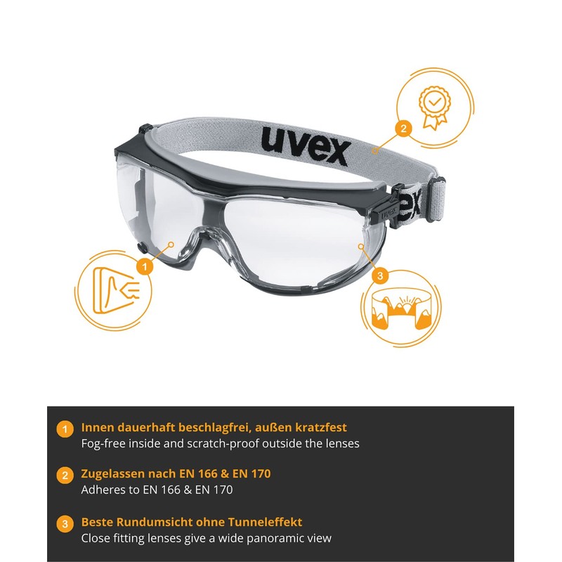 Uvex 9307-375 Carbonvision Supravision Extreme Safety Goggles, Clear