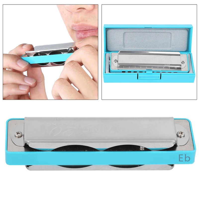 Blues Harmonica 10‑Hole Mouthorgan Eb Key ABS Resin Comb Beginner