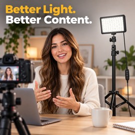 70-LED USB Video Light Kit with Adjustable Tripod Stand, 4 Color Filters and 10-100% Dimming