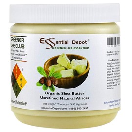 Essential Depot Shea Butter - Grade A - 16 oz - 1 lb - Organic - Unrefined - In Resealable Safety Sealed HDPE Jar
