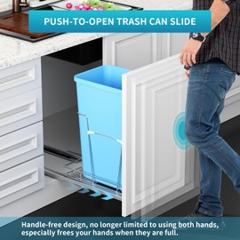 Pull Out Trash Can Under Cabinet Kit - Heavy Duty Push to Open Slides with Door Mounting Kit, Fits 15"W x 18"D Cabinets for Kitchen/Laundry (Trash Bin Not Included, Updated Design)