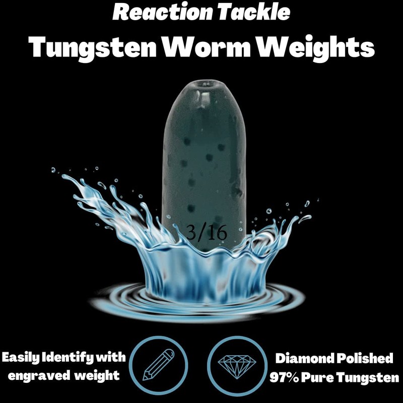 Reaction Tackle Worm/Bullet Weights/Bulk Tungsten Sinker in Various Sizes and