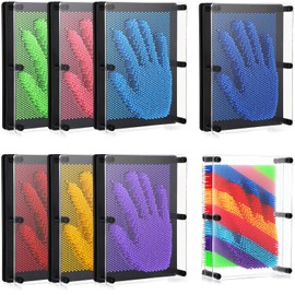 Jenaai 8 Pack 3D Pin Art Toy Bulk Large Size Pin Art Board 6 x 8 Inches Impression Sculpture Needle Toys Art Sensory Toys for Kids Adults Hand Mold Board Toy Gifts Home Office Decoration (Multicolor)