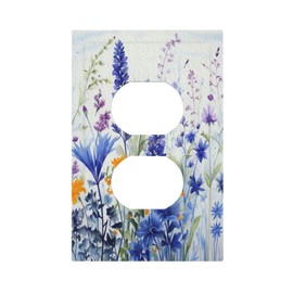 Wpshijia Decorative Outlet Covers Lavender Watercolor Wildflowers Colorful floral 1 Gang Duplex Light Switch Cover Plate Electrical Switch plates Wall Plates Receptacle Covers for Bathroom Bedroom