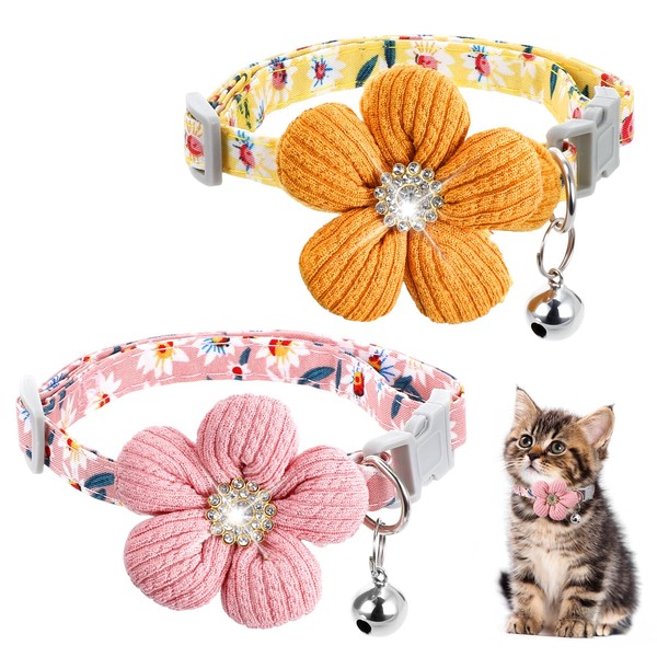 guduling 2pcs Kitten Collars with Bells, Breakaway Kitten Collar, Cat