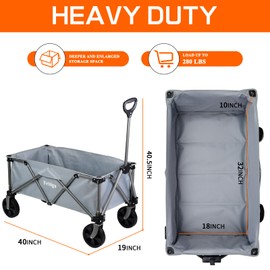 Fritiga Collapsible Folding Wagon Heavy Duty Utility Garden Carts Portable Large Capacity Beach Wagon for Camping, Garden, Sports, Picnic,Shopping