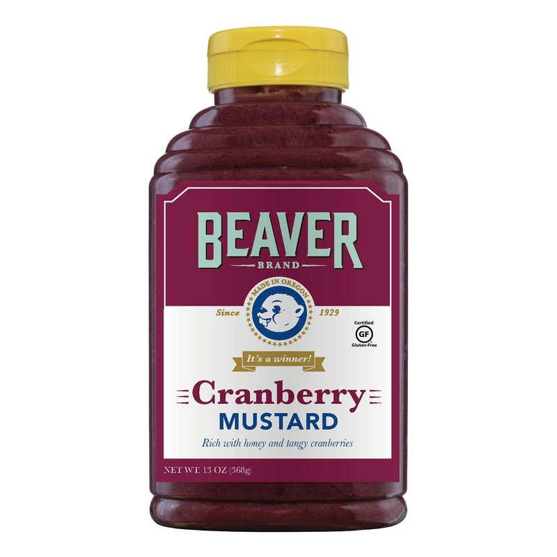 Beaver Cranberry Mustard, 13 Ounce Squeeze Bottle (Pack of 6)