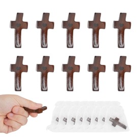 LIOUCBD 6PCS Cross My Heart Wooden Cross Fidget, Encouragement Gift Small Pocket Crosses for Clutching, Clinging and Praying, Fingertip Stress Relief Religious Gifts for Children Adults