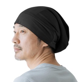 Fittia Men's Silk Night Cap, For Long Hair, Hair Cap, Silk Cap, For Short Hair, Sleeping Hat, For Sleeping, Hair Care, Sleeping Hat, Double Layer, Adjustable Size, Father's Day, Birthday, Gift, Black