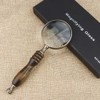 WIOR 10X Handheld Magnifying Glass Antique Copper Magnifier with Sandawood