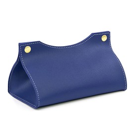 Tissue Case, Stylish, Scandinavian Soft Pack, Cover, Tissue Box, PU Leather, Washroom Storage, Gap, Storage Case (Blue)