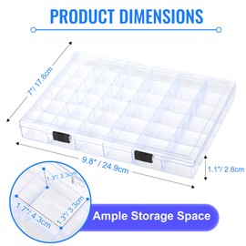 2PACK Double Buckle Storage Box Plastic Organizer Box, Embroidery DIY Art Craft Accessory for Beads Organizer, Art DIY, Fishing Tackles, Rock Collection (2Pack 36 Grids)