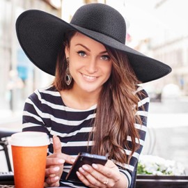 DRESHOW Womens Bowknor Straw Hat Foldable Beach Sun Hat Roll up UPF 50+