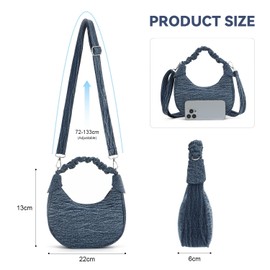 EVEOUT Denim Crossbody Bags Vintage Denim Shoulder Bag Purse Jean Top Handle Handbags with Strap
