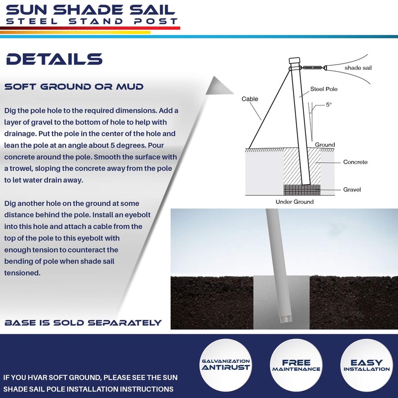 Windscreen4less 3" Diameter D-ring Clamp for Sun Shade Sail Pole,