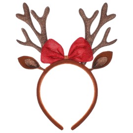 Grevosea Christmas Headband, Brown Christmas Antlers Headband Reindeer Ears Headbands for Women Holiday Hair Accessories for Women Cosplay Costume Accessory Holiday Party Supplies