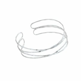 Caiyao Boho Upper Arm Bracelet Cuff Bangle for Women Layers Crossing Gold Silver Adjustable Armband fashion Jewelry-Silver B