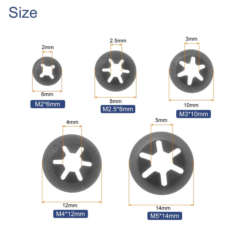 QUARKZMAN Pack of 200 Inner Tooth Star Discs Assortment M2