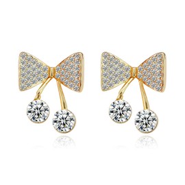 Rhinestone Bow Dangle Earrings for Women Gold Trendy Jewelry Gifts 2025