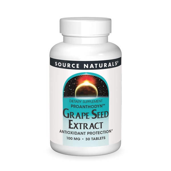 Source Naturals Grape Seed Extract, Proanthodyn 100 mg Antioxidant Protection & Supports Healthy Aging Brain - 30 Tablets