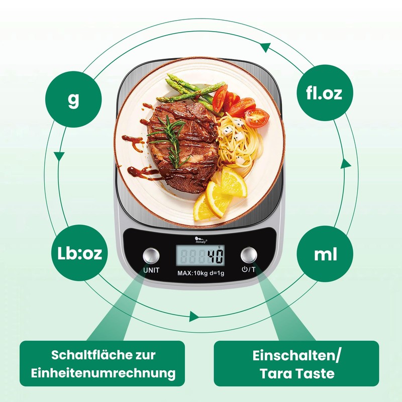 Uten Digital Kitchen Scales, White Letter Scales with Tare Function,