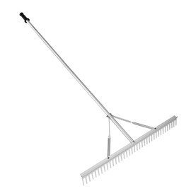 VEVOR Landscape Rake, 36" Head Aluminum Lake Weed Rake with 75" Long Handle for Loosening Soil, Lawn Care, Weeding Lake, Garden, Silver