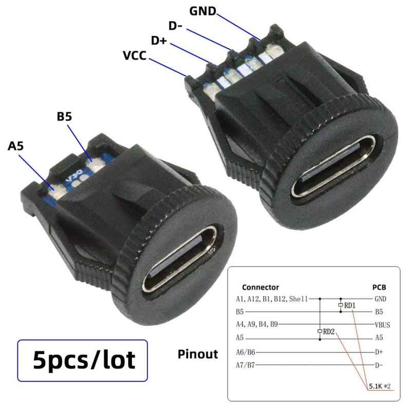 chenyang 5 Pack USB C DIY Connector, USB C 6Pin