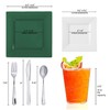 Elegant Disposable Plastic Dinnerware Set, Heavy Duty Plastic Plates (Green,