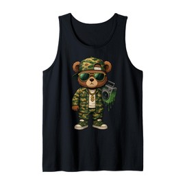 Camouflage Rapper Teddy Bear Camo 80s Old School Hip Hop Tank Top