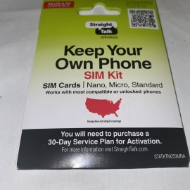 Straight Talk CDMA Activation Compatible SIM Card 3/1 Free Shipping Usa Green