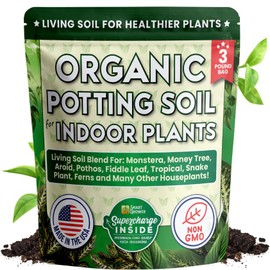 Organic Potting Soil for Indoor Plants. Boost House Plant Growth for Monstera, Fiddle Leaf, Money Tree, Pothos, Snake Plant, Aroid, Flowers, Herbs, Veggies, & More, Smart Grower 3 LB Ready to Plant