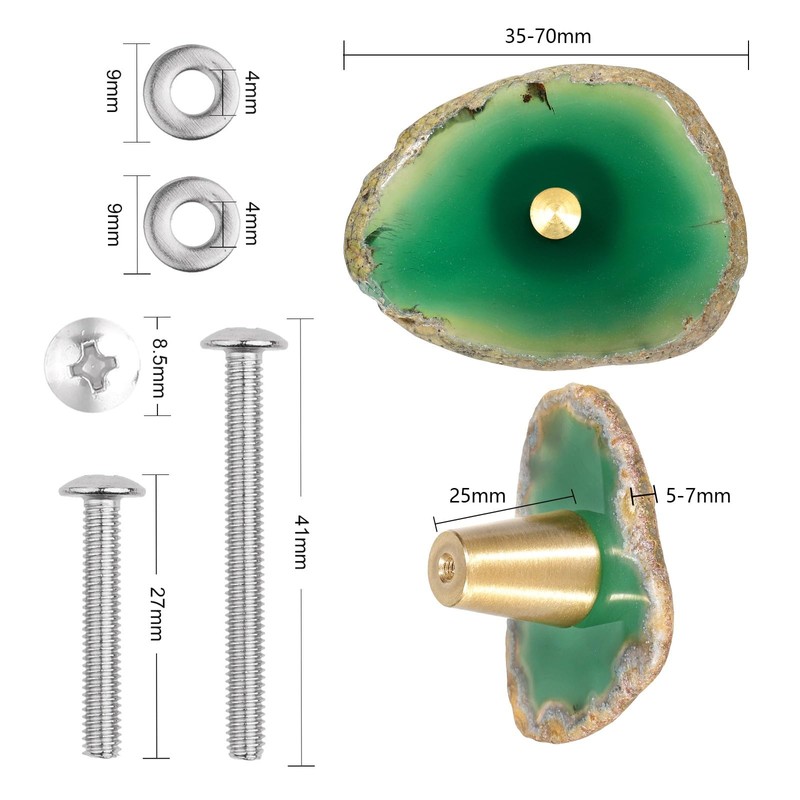 Sportmusies Pack of 4 Agate Stone Cabinet Knobs with Screws,