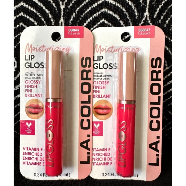 L.A. COLORS 2pk LA COLORS FRUIT PUNCH C68647 RED GLOSSY