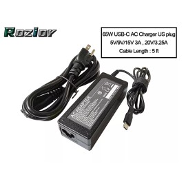 Dell LA65NM190 HA65NM190 TYPE C Laptop Charger USB-C AC Adapter 65W Power Supply
