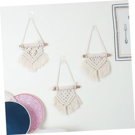 GRIRIW 3Pcs Bohemian Mini Macrame Wall Hanging Tapestry Handmade Rope Decor for Home Unique Woven Tapestry Background for Nordic Style Enthusiasts